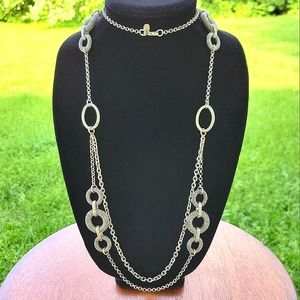 Vintage Premier Designs Long Silver Tone Necklace